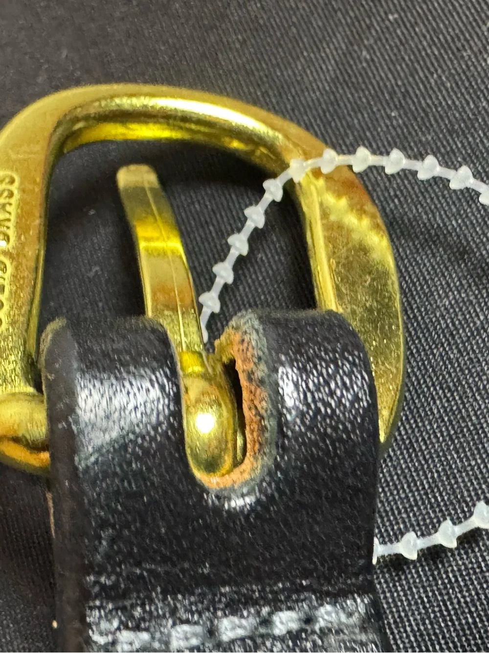 Tory leather stitched equestrian bridle belt black brass buckle size 32